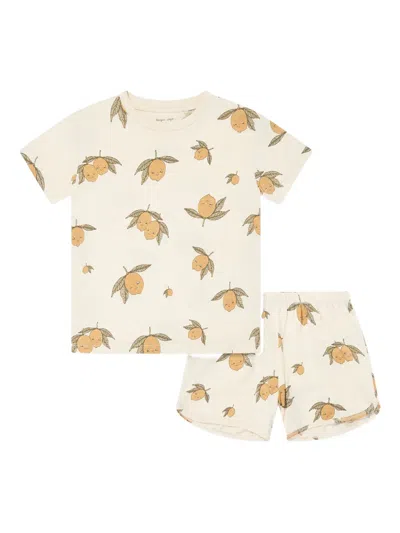 Konges Sløjd Kids' Lemon-pattern Shorts Set In Neutrals