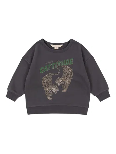 Konges Sløjd Babies' Leopard-print Sweatshirt In Gray