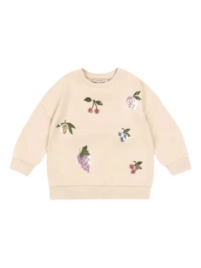 Konges Sløjd Kids' Lou Fruit-sequin Sweatshirt In Neutral