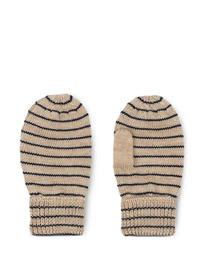 Konges Sløjd Kids' Louli Striped Mittens In Brown