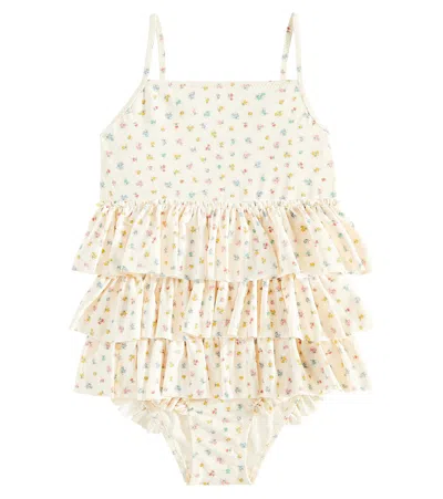 Konges Sløjd Kids' Manuca Ruffled Floral Swimsuit In Multicoloured