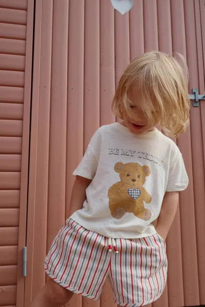 Konges Sløjd Kids' Marlon Twill Shorts In Antique Stripe In Multi