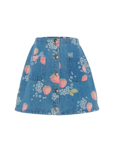 Konges Sløjd Mini Organic Cotton Skirt For Girls In Blue