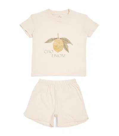 Konges Sløjd Organic Cotton Top And Short Set (9-48 Months) In Ivory