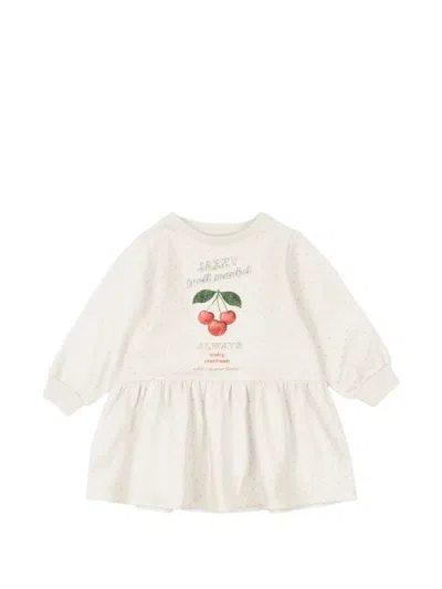 Konges Sløjd Babies' Polka Dot-print Ruffled Dress In White