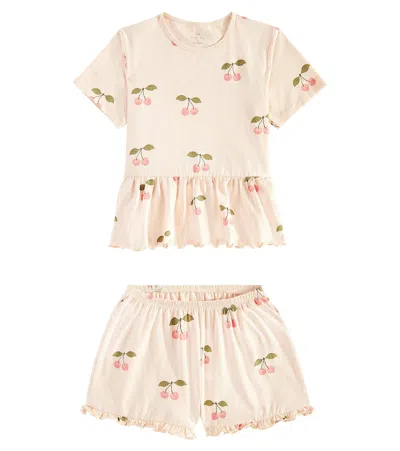 Konges Sløjd Kids' Printed Cotton-blend Top And Shorts Set In Pink