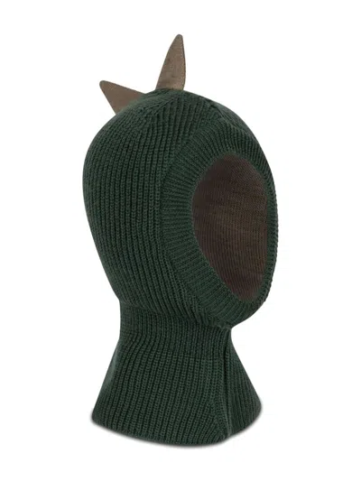 Konges Sløjd Babies' Ribbed Balaclava In Green