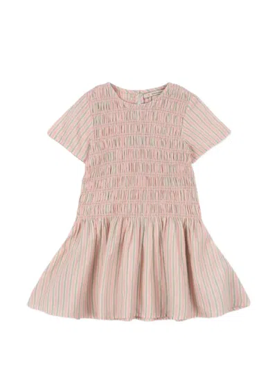 Konges Sløjd Kids' Round-neck Striped Dress In Neutral