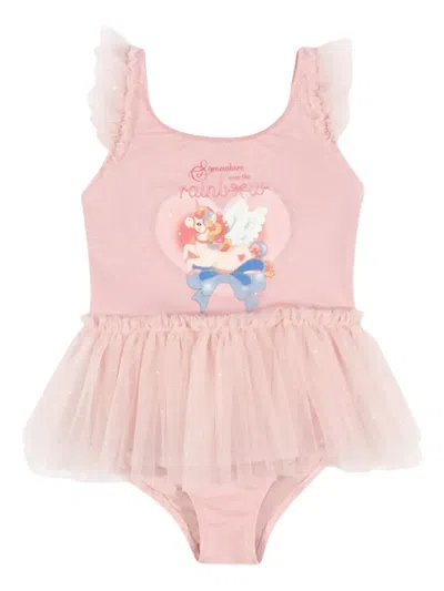 Konges Sløjd Babies' Ruffled Tulle Swimwear In Pink