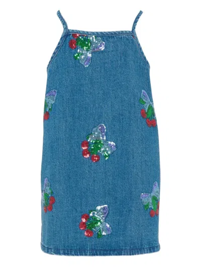 Konges Sløjd Kids' Sequin-details Denim Dress In Blue