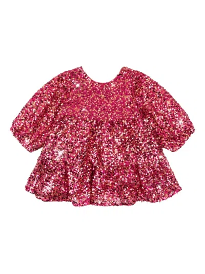 Konges Sløjd Kids' Sequin-embellished Mini Dress In Burgundy