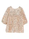 Konges Sløjd Sequin-embellished Puff-sleeve Dress In Gold
