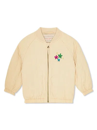 Konges Sløjd Kids' Sequin-embellished Quilted Bomber Jacket In Neutrals