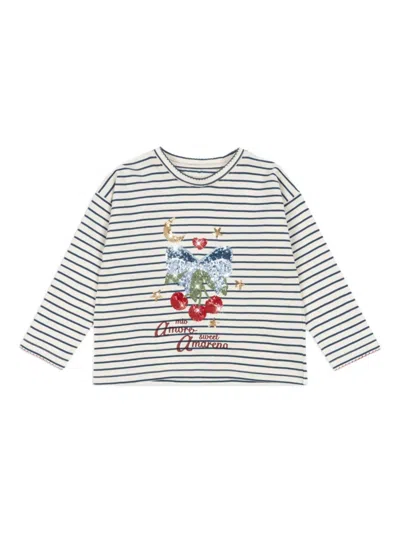 Konges Sløjd Babies' Sequin-embellished Striped T-shirt In Metallic