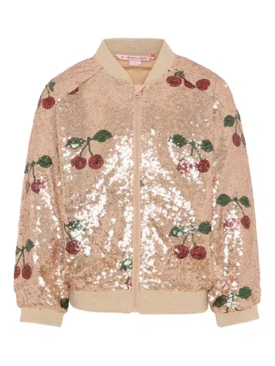 Konges Sløjd Kids' Sequined Cherry-pattern Bomber Jacket In Neutral