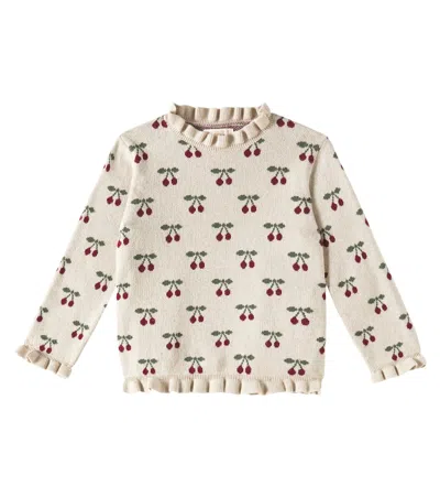 Konges Sløjd Kids'  Sika Cotton, Wool, And Cashmere Sweater In White