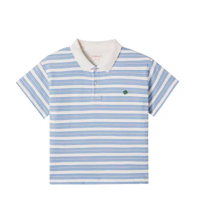Konges Sløjd Kids' Spotty Striped Cotton Polo Shirt In Blue