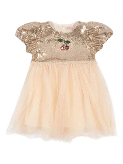 Konges Sløjd Babies' Starla Puff-sleeve Dress In Orange