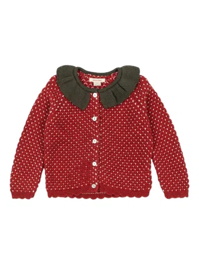 Konges Sløjd Babies' Strawberry Collared Patterned Cardigan In Red