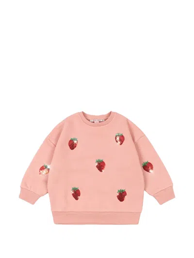 Konges Sløjd Kids' Strawberry-embellished Sweatshirt In Pink