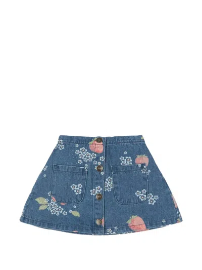 Konges Sløjd Babies' Strawberry Floral Skirt In Blue