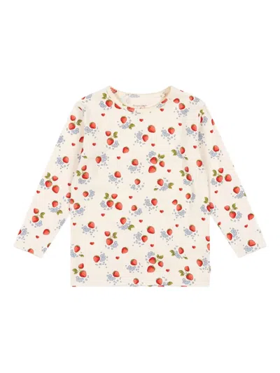 Konges Sløjd Babies' Strawberry-print Sweatshirt In Neutrals