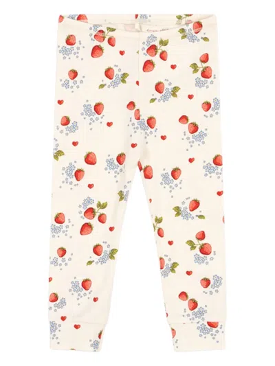 Konges Sløjd Babies' Strawberry-print Trousers In Neutrals