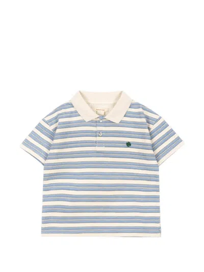 Konges Sløjd Kids' Striped Clover Polo Shirt In Blue