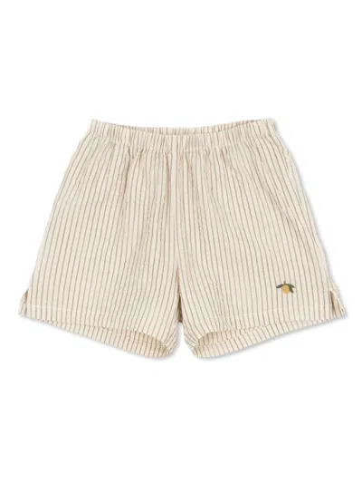Konges Sløjd Babies' Striped Organic Cotton Shorts In Neutrals