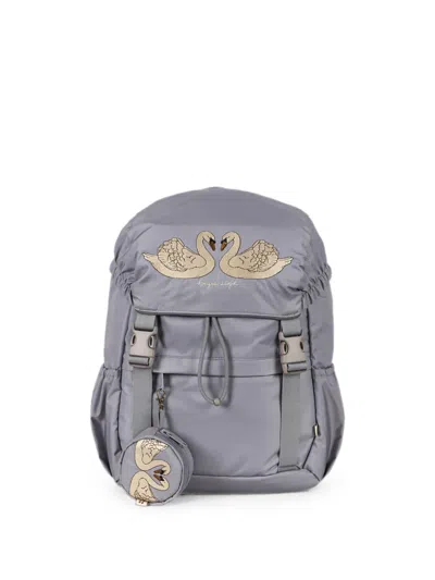Konges Sløjd Kids' Swan-embroidered Clover Backpack In Grey