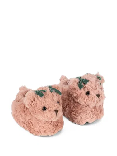 Konges Sløjd Kids' Teddy Bear-shaped Slippers In Pink