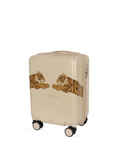 Konges Sløjd Tiger-print Suitcase In Neutral