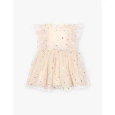 Konges Slojd Kids' Ada Bow-print Woven Fairy Dress 1-9 In Pink