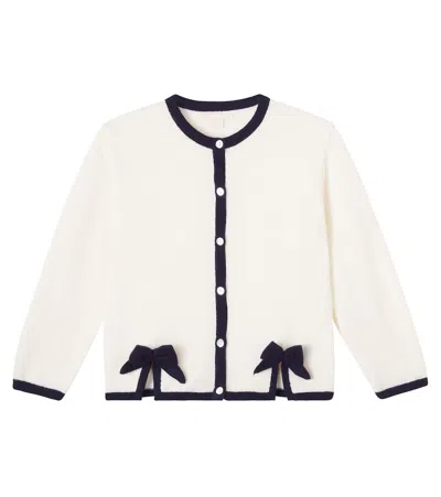 Konges Slojd Kids' Konges Sløjd Alette Bow-detail Wool Cardigan In White