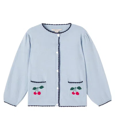 Konges Slojd Kids' Konges Sløjd Alexa Cotton And Wool Cardigan In Blue