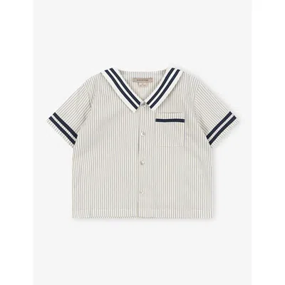 Konges Slojd Babies' Bleu Stripe Allie Sailor Cotton Shirt 9 Months - 4 In Neutral