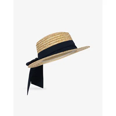 Konges Slojd Kids' Navy Blazer Allie Sailor Straw Hat In Brown