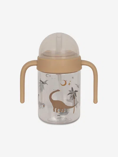 Konges Slojd Kids' Baby Dino Bottle With Handle In Beige