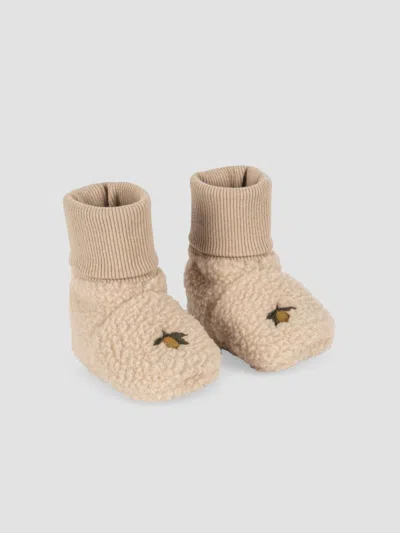 Konges Slojd Baby Girl's Safa Teddy Fleece Booties In Neutral