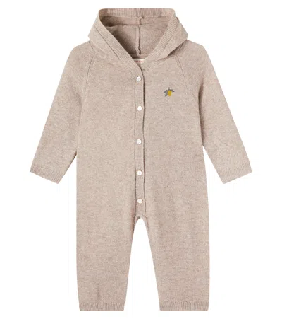 Konges Slojd Konges Sløjd Baby Mattou Hooded Wool-blend Onesie In Neutral