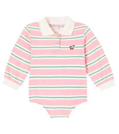 Konges Slojd Konges Sløjd Baby Spotty Striped Cotton Bodysuit In Pink