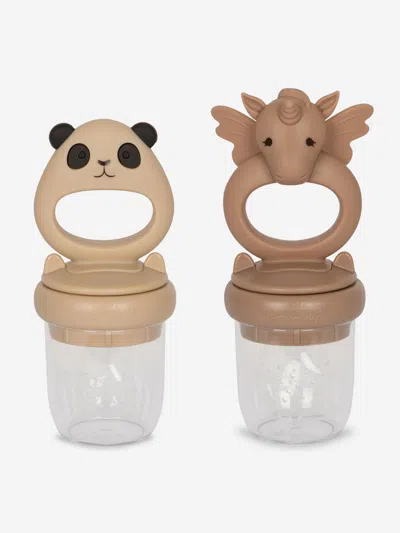 Konges Slojd Kids'  Baby Unicorn And Panda 2 Pack Fruit Feeding Pacifier In Multicoloured