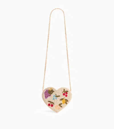 Konges Slojd Kids' Beaded Heart Shaped Bag In Neutral