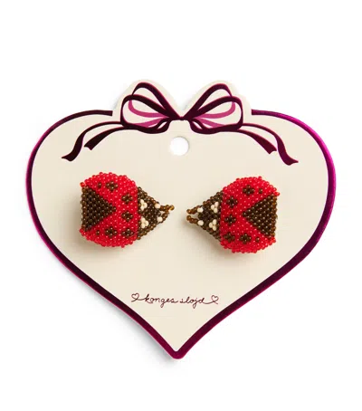 Konges Slojd Beaded Ladybug Hair Clips In Red