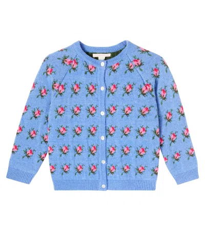 Konges Slojd Kids' Konges Sløjd Belou Floral Cardigan In Blue