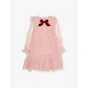 Konges Slojd Mellow Rose Bow-embellished Frilled Tulle Dress 18 Month In Pink