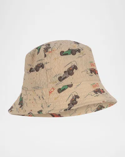 Konges Slojd Kids' Boy's Elliot Race Car Bucket Hat In Grand Prix