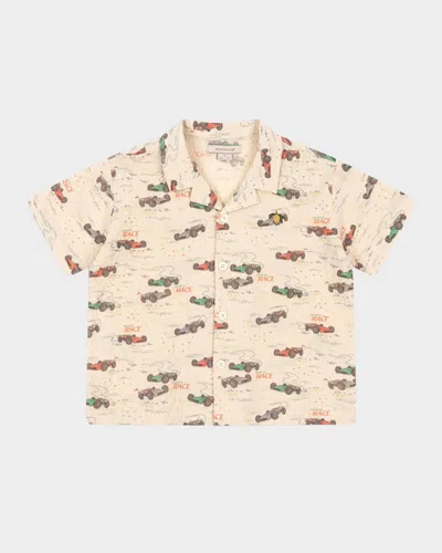 Konges Slojd Kids' Boy's Elliot Race Car Button Down Shirt In Grand Prix