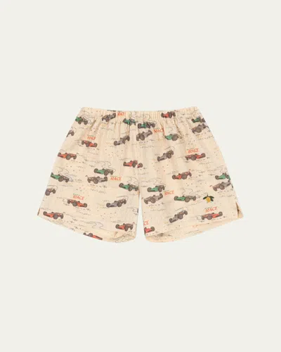 Konges Slojd Kids' Boy's Elliot Race Car Printed Shorts In Grand Prix