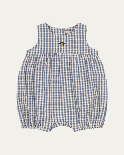 Konges Slojd Kids' Boy's Kim Gingham Organic Cotton Romper In Blue